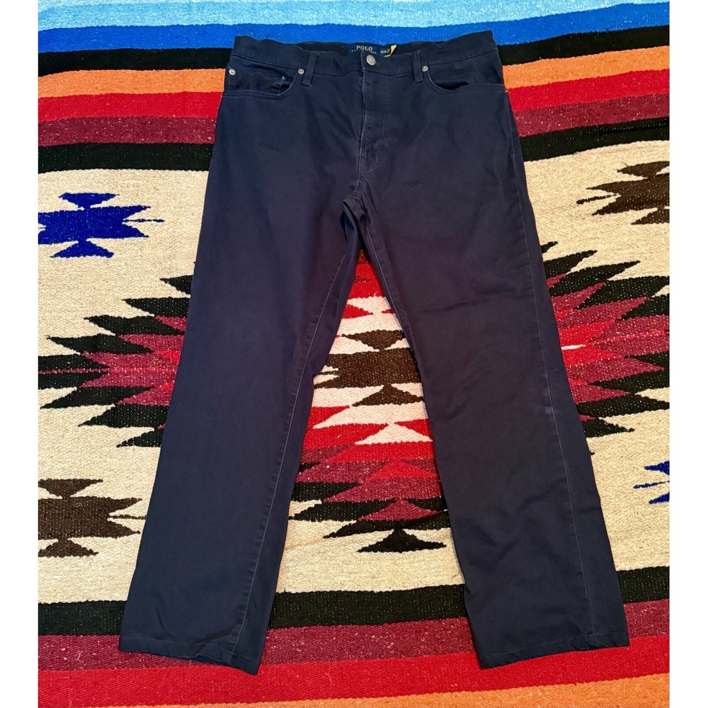 Polo Ralph Lauren VARICK Pants Mens 34x26 Slim Straight Navy Blue Preppy